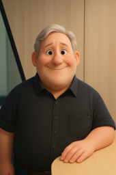 Dessin de  Thierry Willame debout et de face.